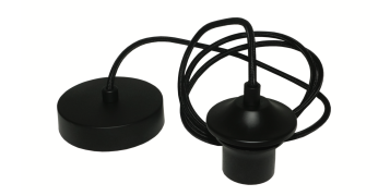 Artdelight Pendel - hanglamp met strijkijzersnoer - Ø 10 x 400 cm - zw...