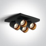 ONE Light Retro GU10 Spots - opbouwspot 4L - 25,5 x 25,5 x 10 cm - zwa...