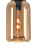 Artdelight Botany - glazen lampenkap - Ø 17,5 x 30 cm - amber