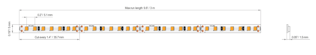 KLUS LED strip - 0,5cm breed, 500cm lengte - 24Vdc - dimbaar - 9,3W LE...