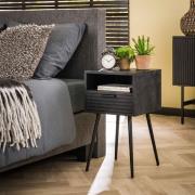 Vico Marina - nachtkastje - 35 x 35 x 60 cm - zwart mangohout