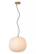 Lucide Elysee - hanglamp - Ø 38 x 150 cm - zwart, opaal en messing