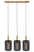 Lucide Corina - hanglamp 3L - 90 x 22 x 185 cm - zwart & messing