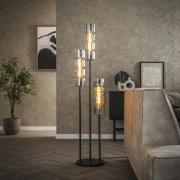 Vico Stepped Cylinder Glass - vloerlamp - 155 cm - zwart